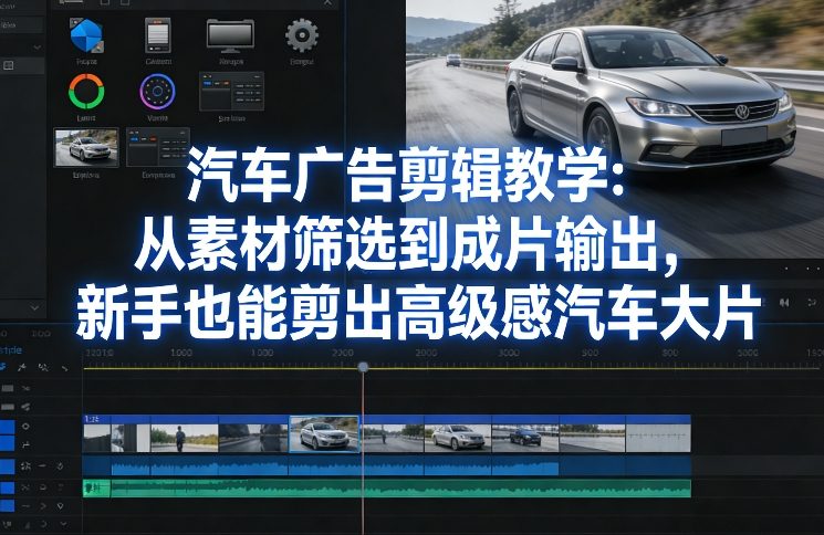 汽车广告剪辑教学：从素材筛选到成片输出，新手也能剪出高级感汽车大片-米创网