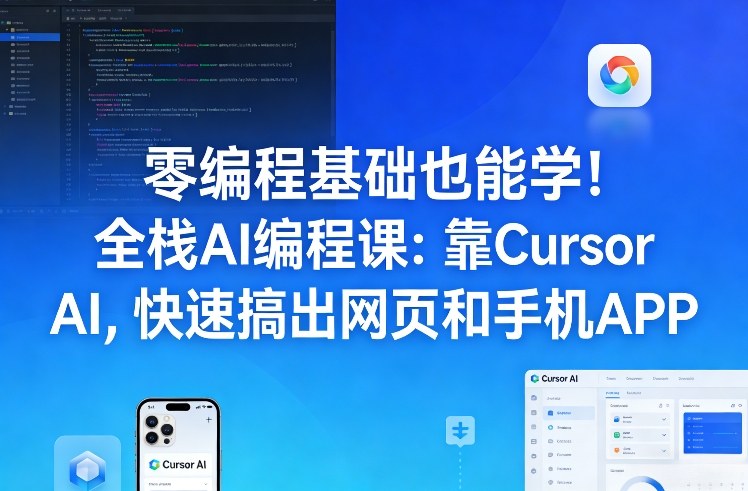 零编程基础也能学！全栈AI编程课：靠Cursor AI，快速搞出网页和手机APP-米创网