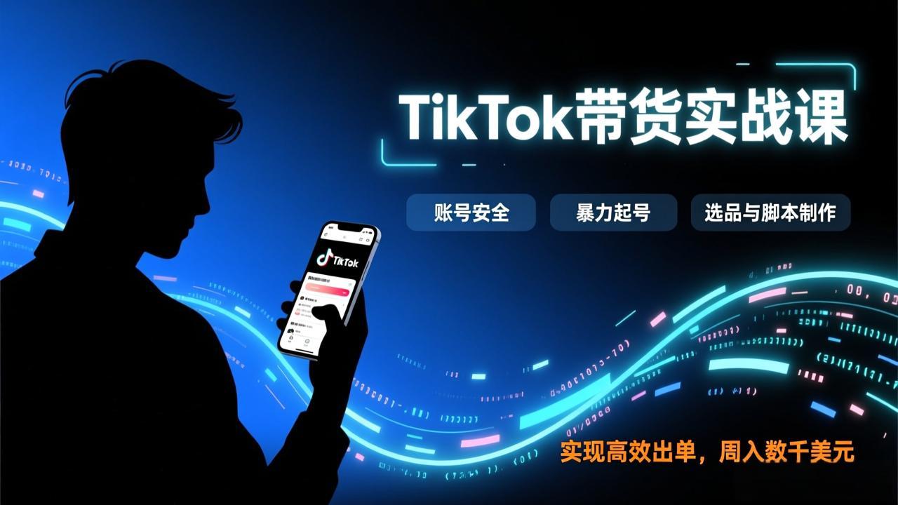 TikTok带货实战课，涵盖账号安全、暴力起号、选品与脚本制作，实现高效出单，周入数千美元-米创网