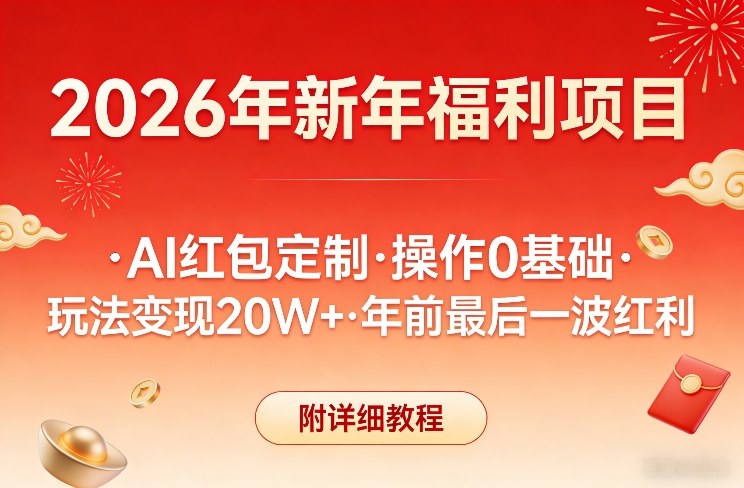 新年福利项目，AI红包定制，操作0基础，玩法变现20W+年前最后一波红利，附详细教程-米创网