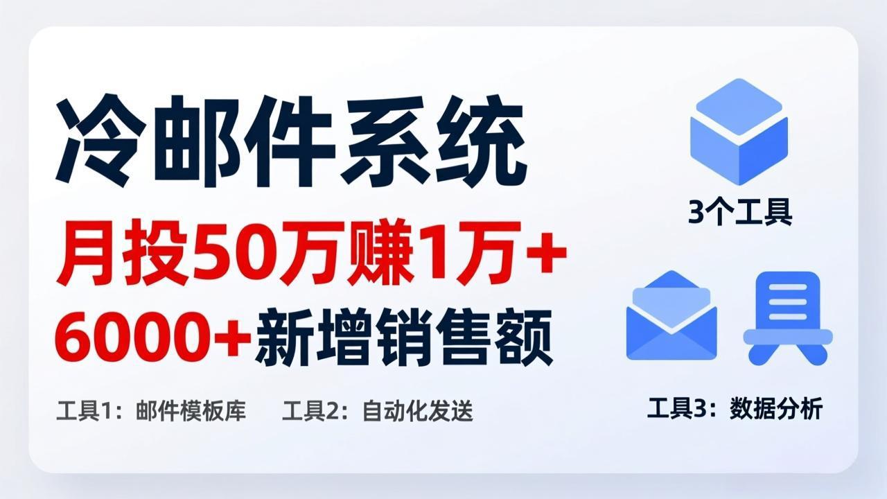 月投 50 刀赚 1 万 +！冷邮件系统：6000 + 新增销售额，靠 3 个工具轻松搞-米创网