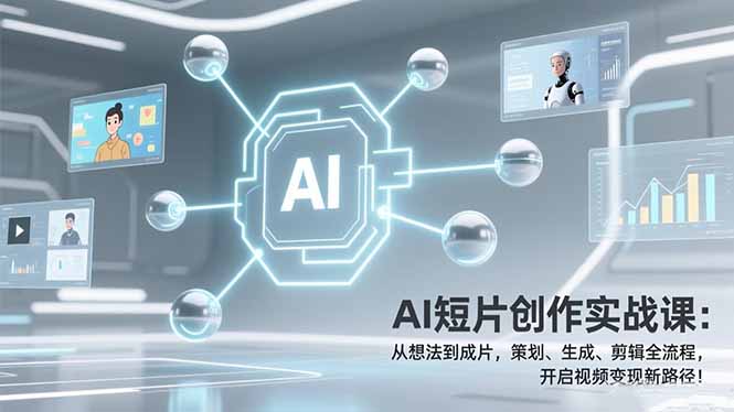 AI短片创作实战课：从想法到成片，策划、生成、剪辑全流程，开启视频变现新路径！-米创网