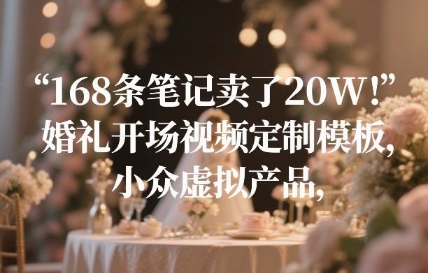 168条笔记卖了20W！婚礼开场视频定制模板，小众虚拟产品-米创网