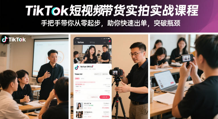 TikTok短视频带货实拍实战课程，手把手带你从零起步，助你快速出单，突破瓶颈-米创网
