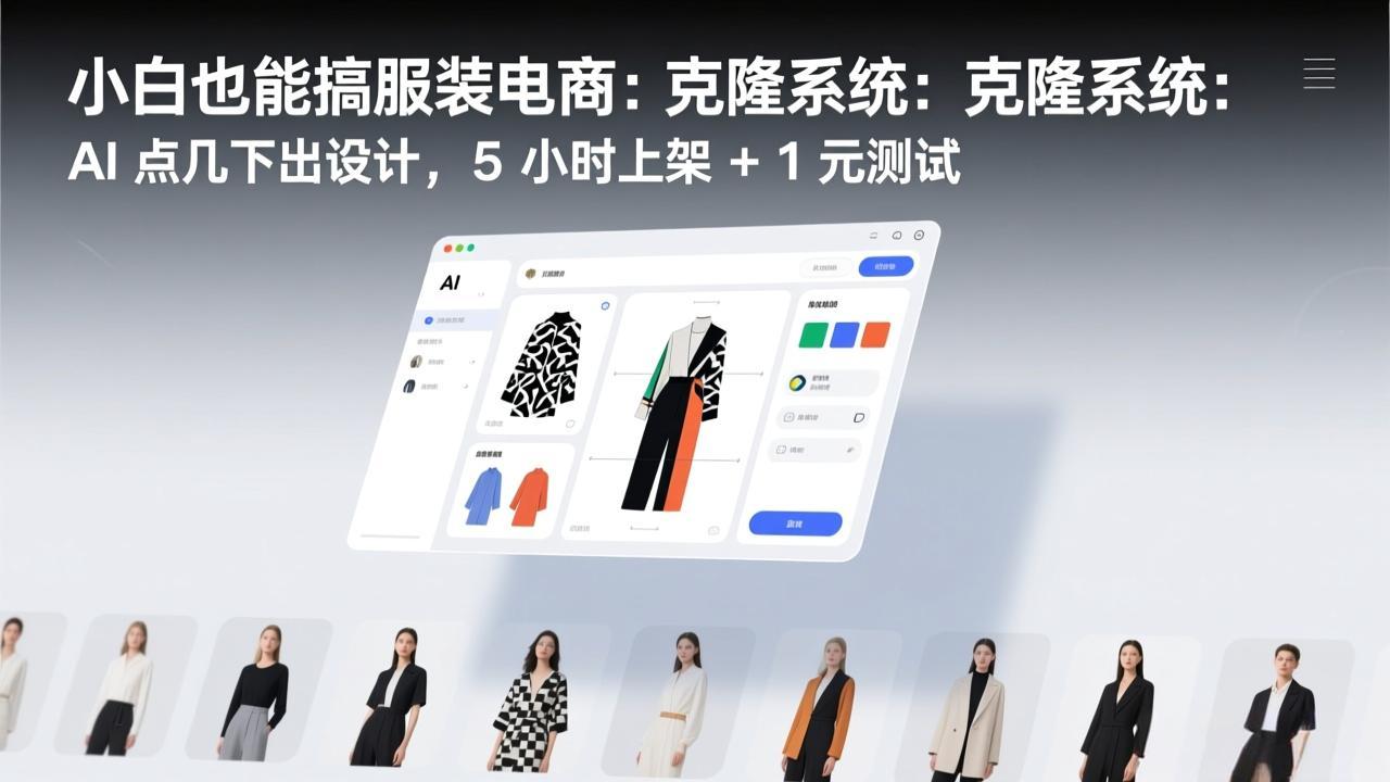小白也能搞服装电商：克隆系统：AI 点几下出设计，5 小时上架 + 1 元测试-米创网