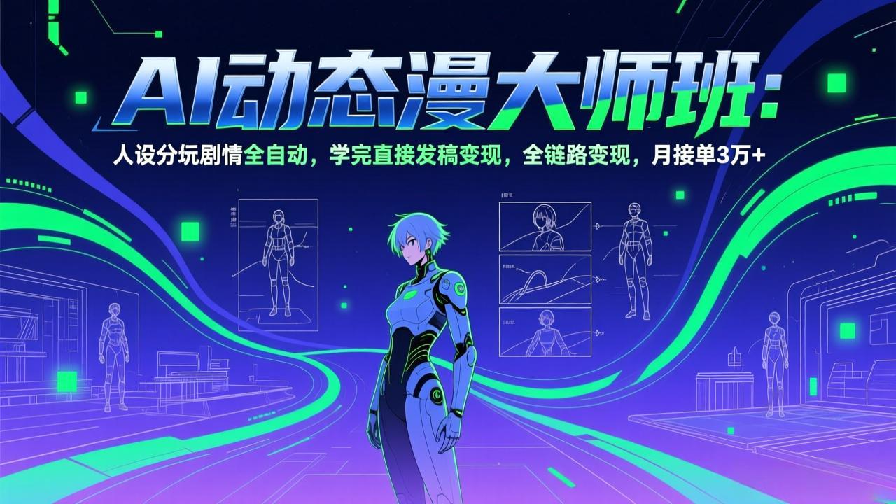 AI动态漫剧大师班：人设分镜剧情全自动，学完直接发稿变现，全链路变现，月接单3万+-米创网