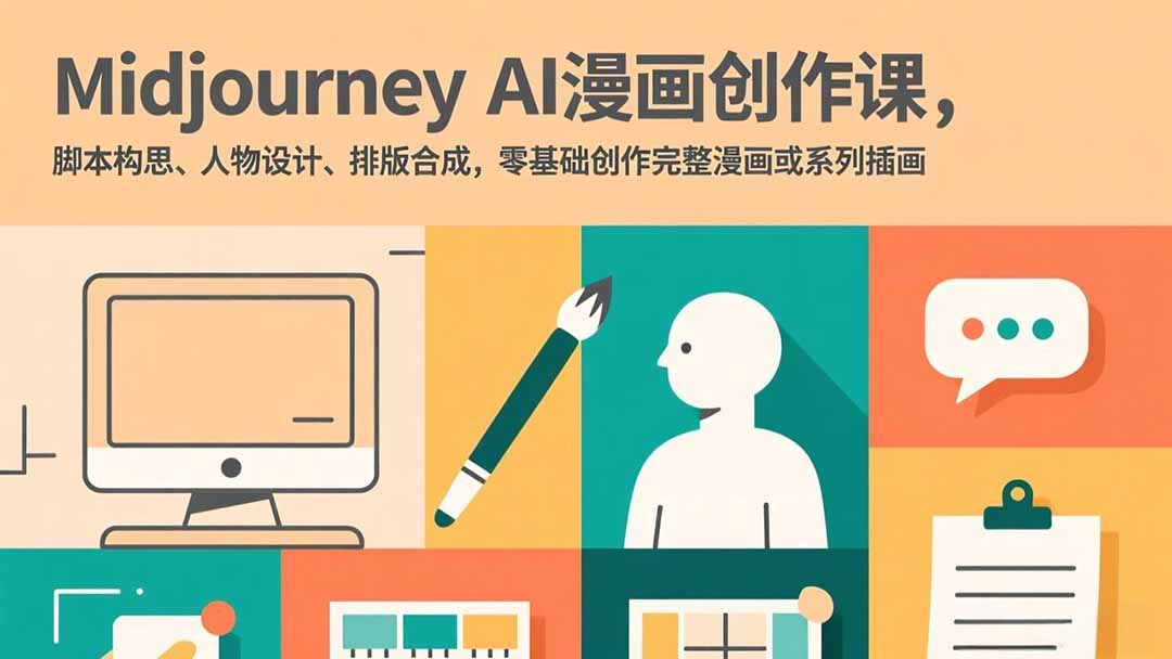 Midjourney AI漫画创作课，脚本构思、人物设计、排版合成，零基础创作完整漫画或系列插画-米创网