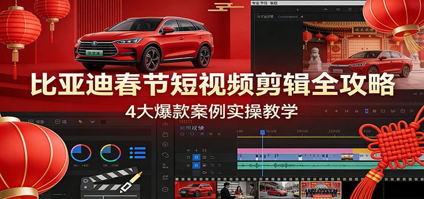 比亚迪春节短视频剪辑全攻略，4大爆款案例实操教学-米创网