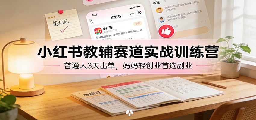 小红书教辅赛道实战训练营：普通人3天出单，妈妈轻创业首选副业-米创网