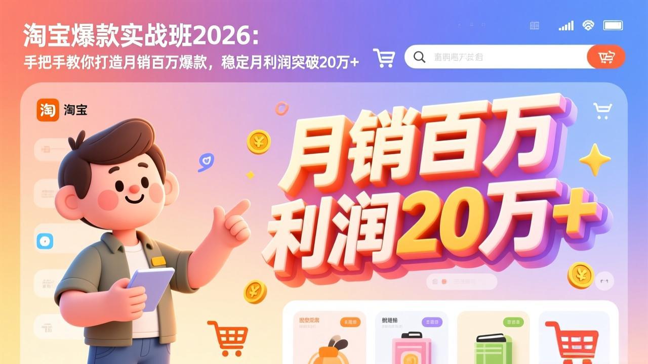 淘宝爆款实战班-2026年2月更新：手把手教你打造月销百万爆款，稳定月利润突破20万+-米创网