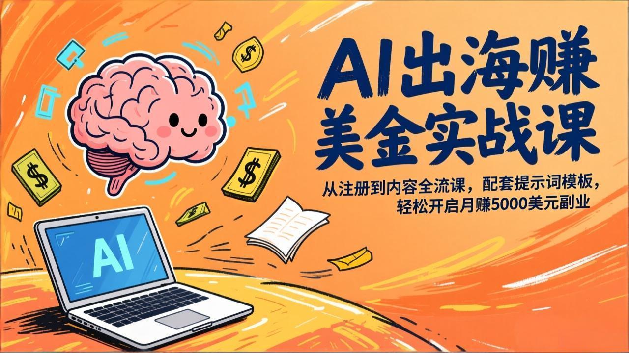 AI出海赚美金实战课，从注册到内容全流程，配套提示词模板，轻松开启月赚5000美元副业-米创网