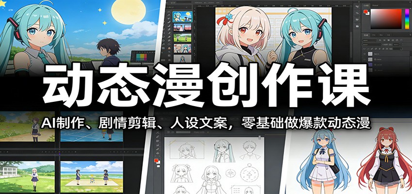 动态漫创作课：AI制作、剧情剪辑、人设文案，零基础做爆款动态漫-米创网