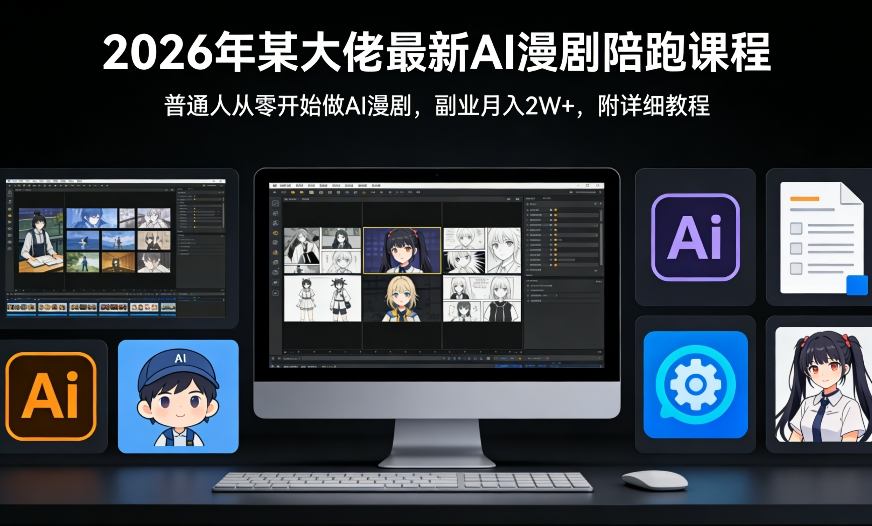 26年某大佬最新Ai漫剧陪跑课程，普通人从零开始做AI漫剧，副业月入2W+-米创网