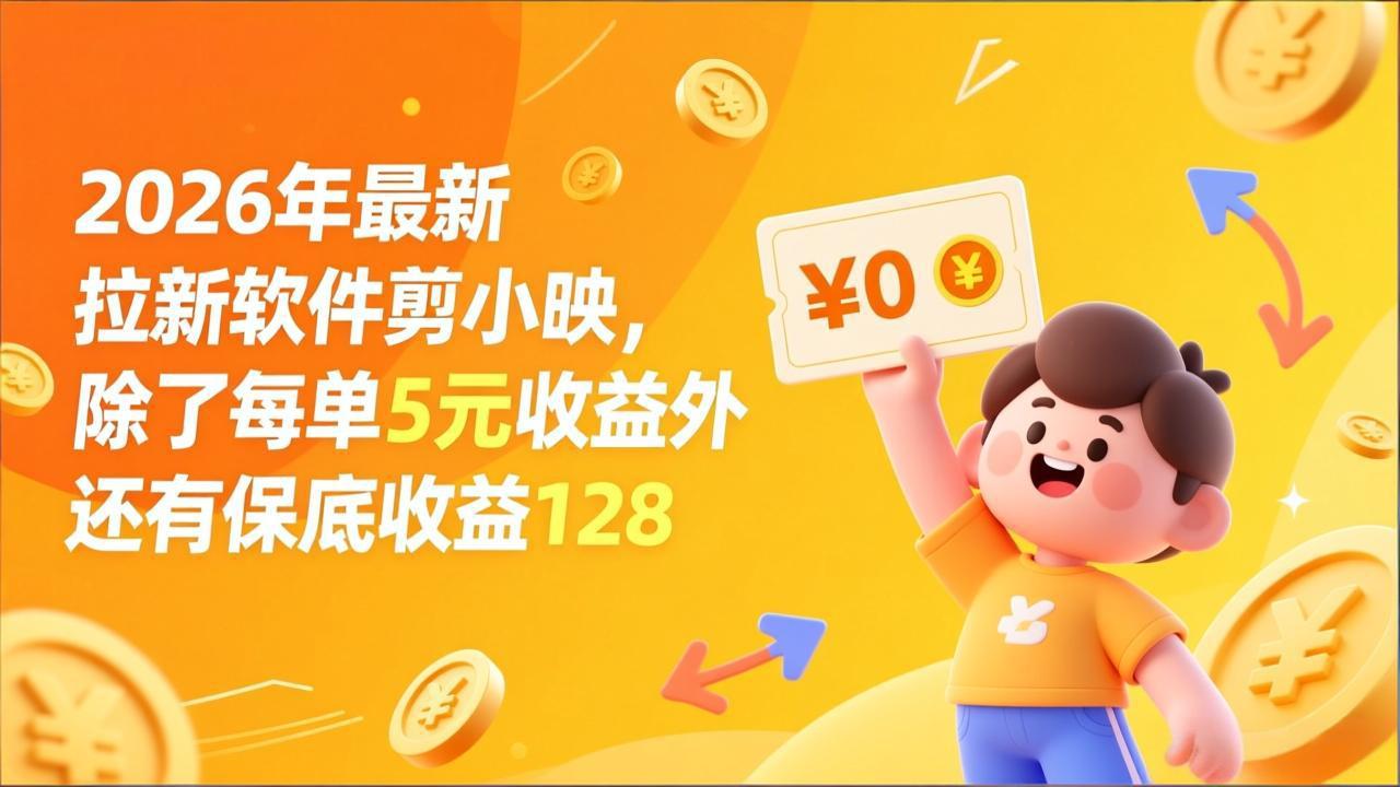 最新拉新软件剪小映，除了每单5元收益外还有保底收益128-米创网