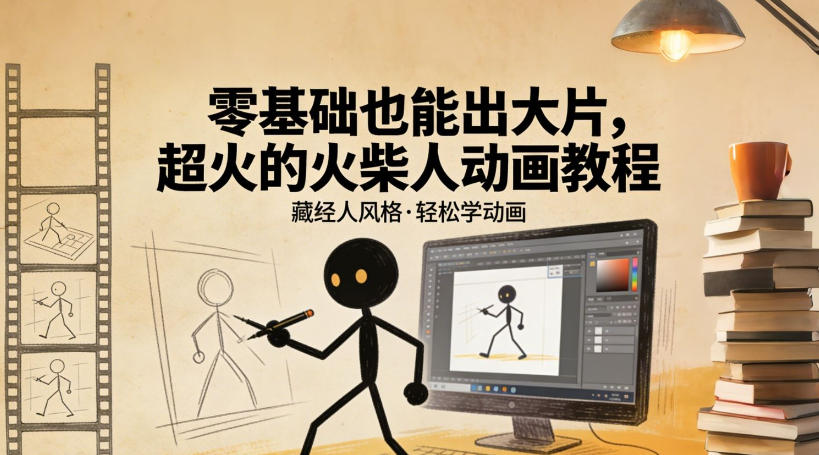 零基础也能出大片，超火的火柴人动画教程(藏经人风格)-米创网