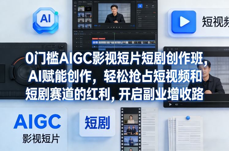 0门槛AIGC影视短片短剧创作班，AI赋能创作，轻松抢占短视频和短剧赛道的红利，开启副业增收路-米创网