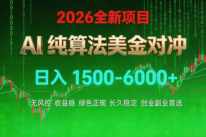 2026 全新美金对冲项目，不套平台赠金，不封号，纯算法对冲，日入 1500-6000+-米创网