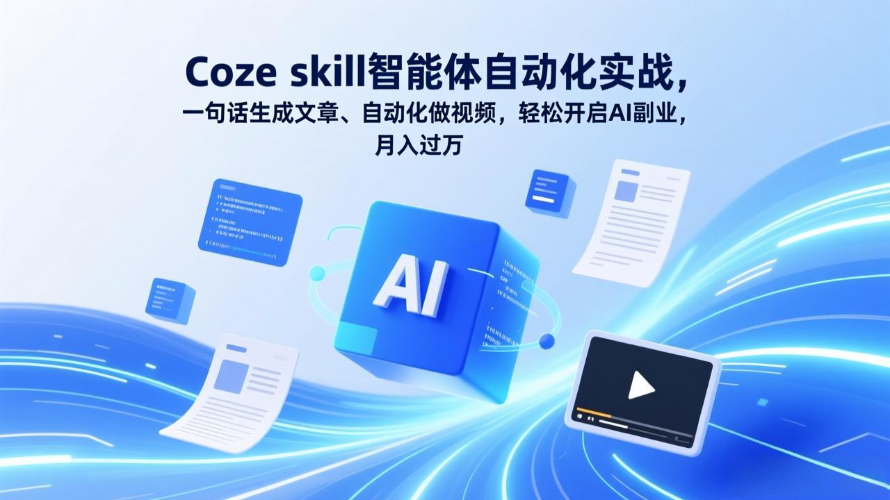 Coze skill智能体自动化实战，一句话生成文章、自动化做视频，轻松开启AI副业，月入过万-米创网