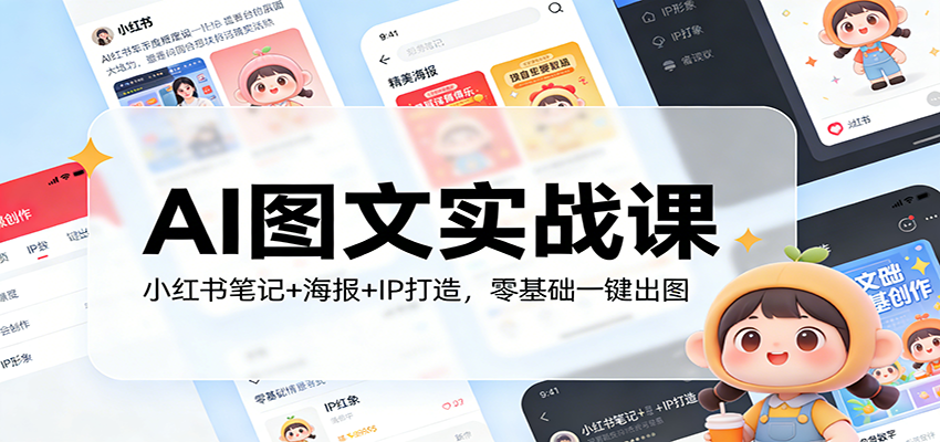 AI图文实战课：小红书笔记+海报+IP打造，零基础一键出图-米创网