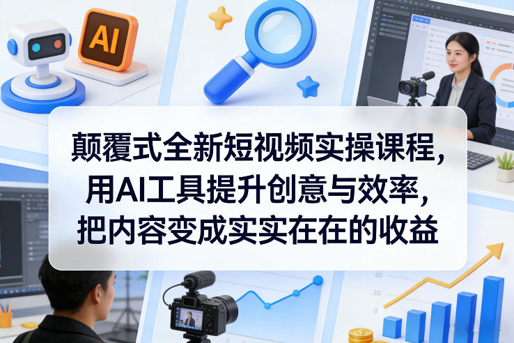颠覆式全新短视频实操课程，用AI工具提升创意与效率，把内容变成实实在在的收益-米创网