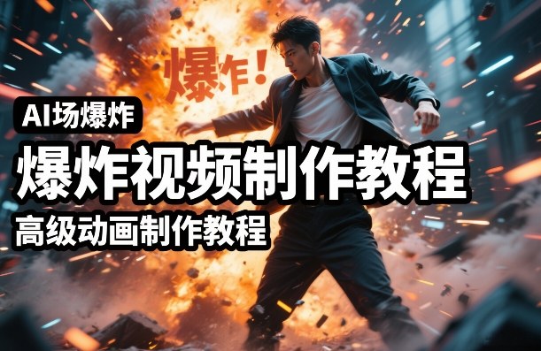 AI场景爆炸视频制作教程，利用人物实拍视频制作出高级的动画特效-米创网