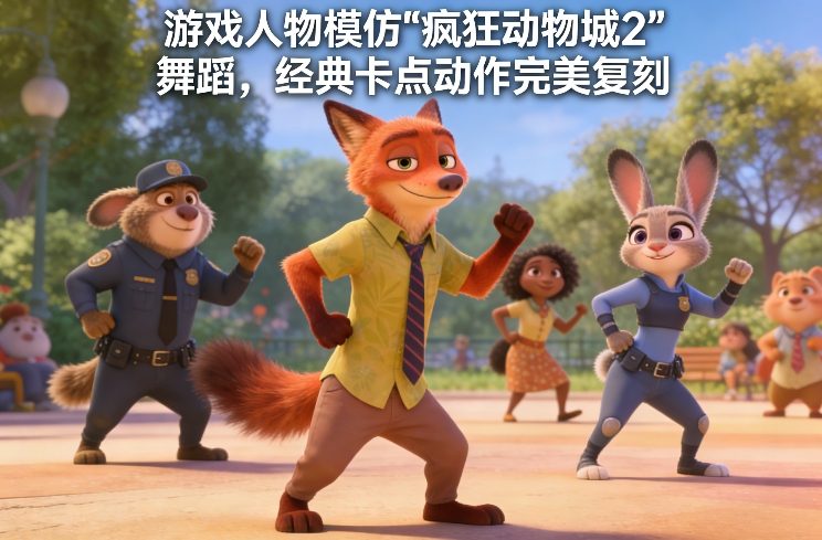 游戏人物模仿“疯狂动物城2”舞蹈，经典卡点动作完美复刻-米创网