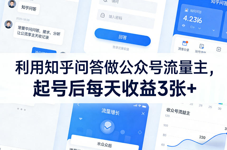 利用知乎问答做公众号流量主，起号后每天收益3张+-米创网