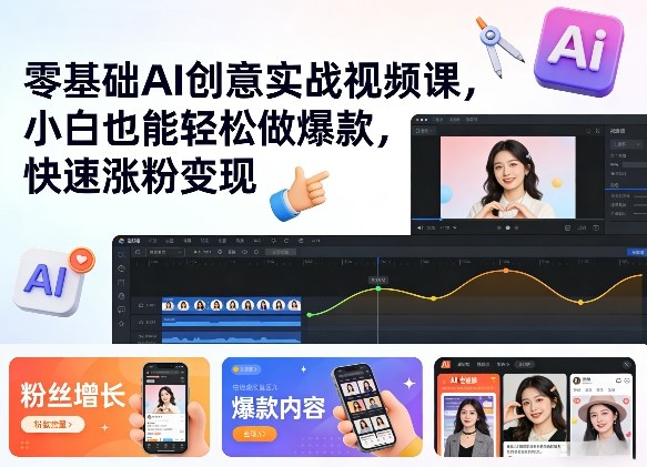 零基础AI创意实战视频课，小白也能轻松做爆款，快速涨粉变现-米创网