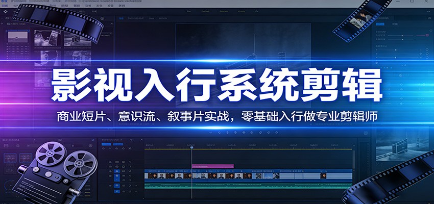 影视系统剪辑，商业短片、意识流、叙事片实战，零基础入行做专业剪辑师-米创网