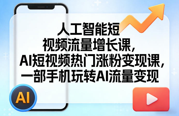 人工智能短视频流量增长课，AI短视频热门涨粉变现课，一部手机玩转AI流量变现-米创网
