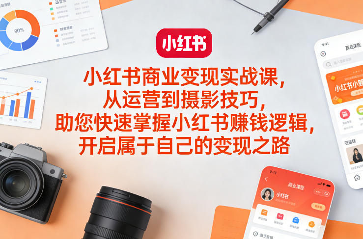 小红书商业变现实战课，从运营到摄影技巧，助您快速掌握小红书賺钱逻辑，开启属于自己的变现之路-米创网