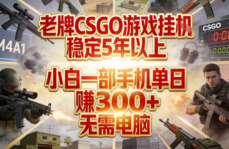 老牌CSGO游戏挂G，稳定5年以上，小白一部手机单日賺3张+，无需电脑【揭秘】-米创网