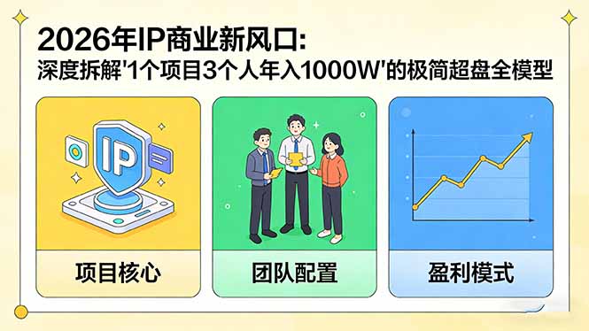 2026年IP商业新风口：深度拆解“1个项目3个人年入1000W”的极简超盘全模型-米创网