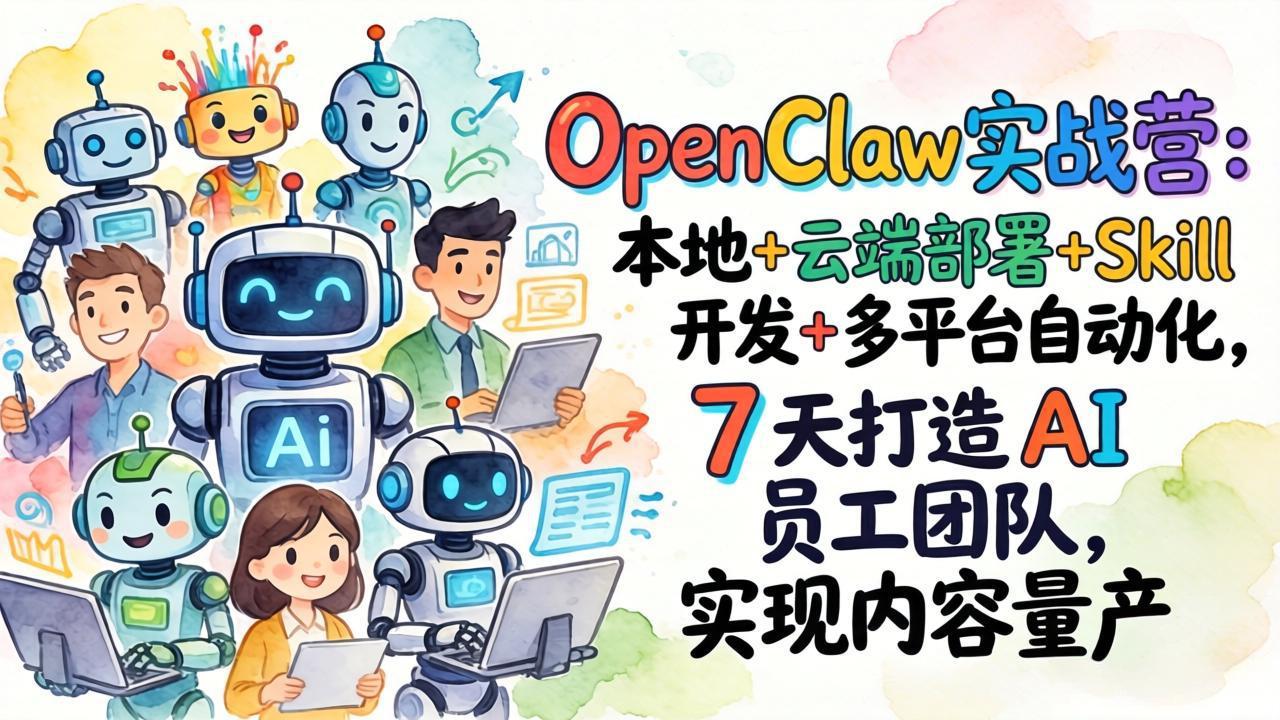 OpenClaw实战营：本地+云端部署+Skill开发+多平台自动化，7 天打造 AI 员工团队，实现内容量产-米创网