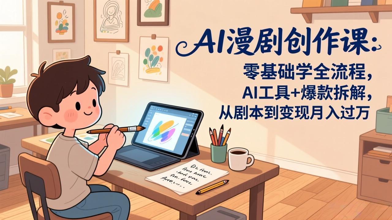 AI漫剧创作课：零基础学全流程，AI工具+爆款拆解，从剧本到变现月入过万-米创网