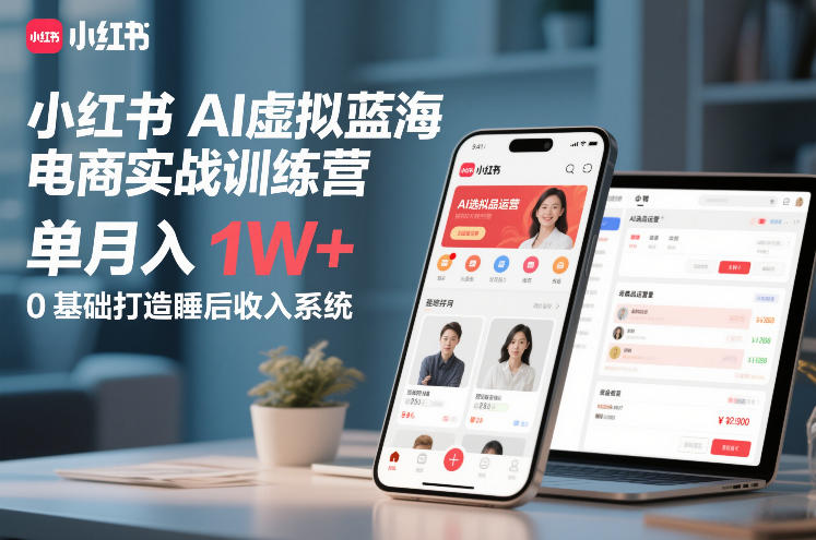 小红书AI虚拟蓝海电商实战训练营，单月入1W+，0基础打造睡后收入系统(更新)-米创网