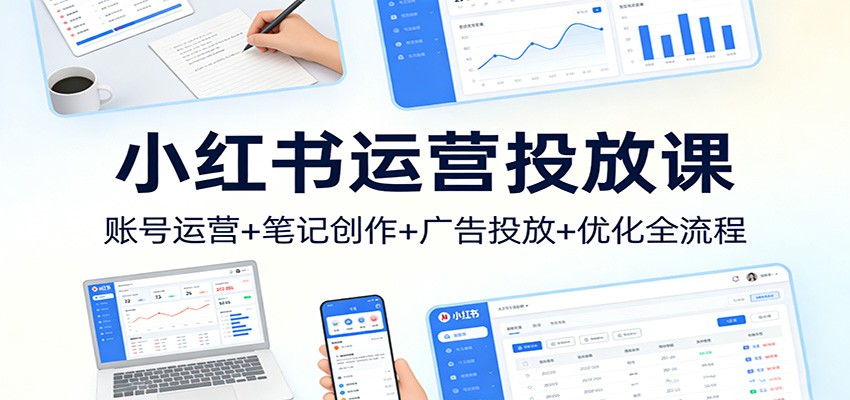 小红书运营投放课：账号运营+笔记创作+广告投放+优化全流程-米创网