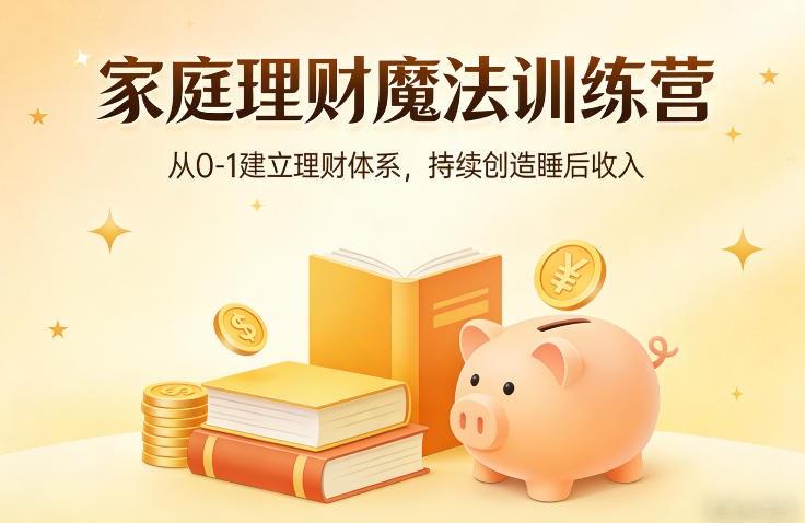 家庭理财魔法训练营，从0-1建立理财体系，持续创造睡后收入-米创网