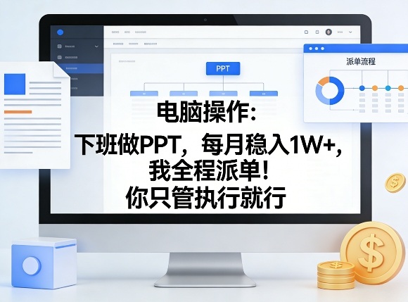 电脑操作：下班做PPT，每月稳入1W+，我全程派单！你只管执行就行【揭秘】-米创网