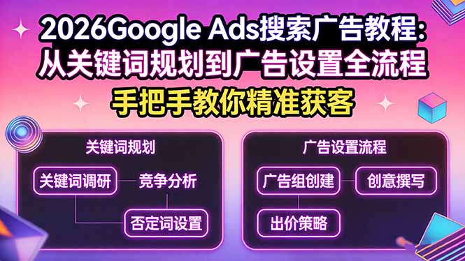 2026Google Ads搜索广告教程：从关键词规划到广告设置全流程，手把手教你精准获客-米创网