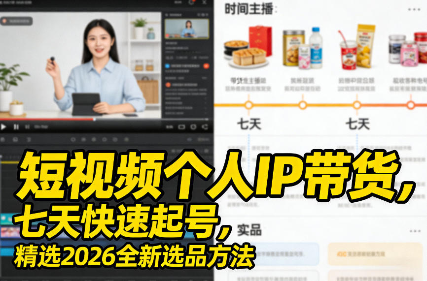 短视频个人IP带货，七天快速起号，精选2026全新选品方法-米创网