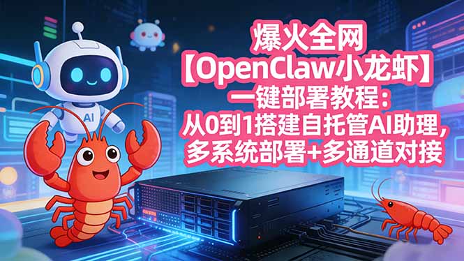 爆火全网【OpenClaw 小龙虾】一键部署教程：从0到1搭建自托管AI助理，多系统部署+多通道对接-米创网