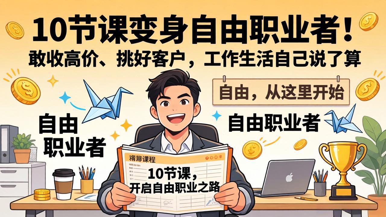 10 节课变身自由职业者！敢收高价、挑好客户，工作生活自己说了算-米创网