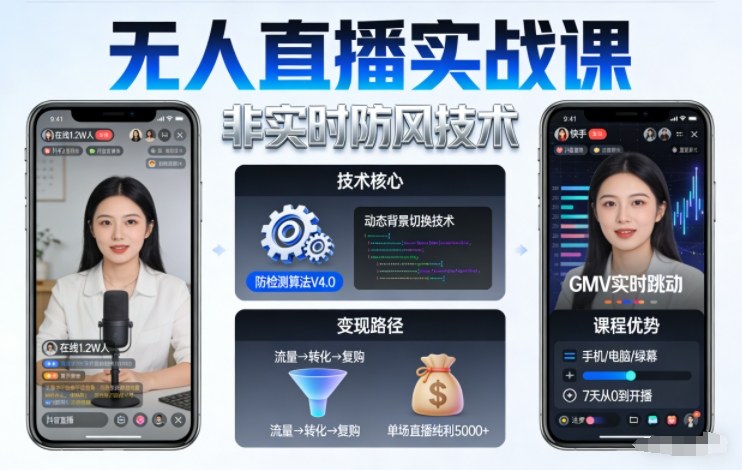 宝子哥无人直播实战课，非实时防风技术，聚焦抖音快手等平台直播带货，轻松开启直播变现之路(更新2026年3月)-米创网