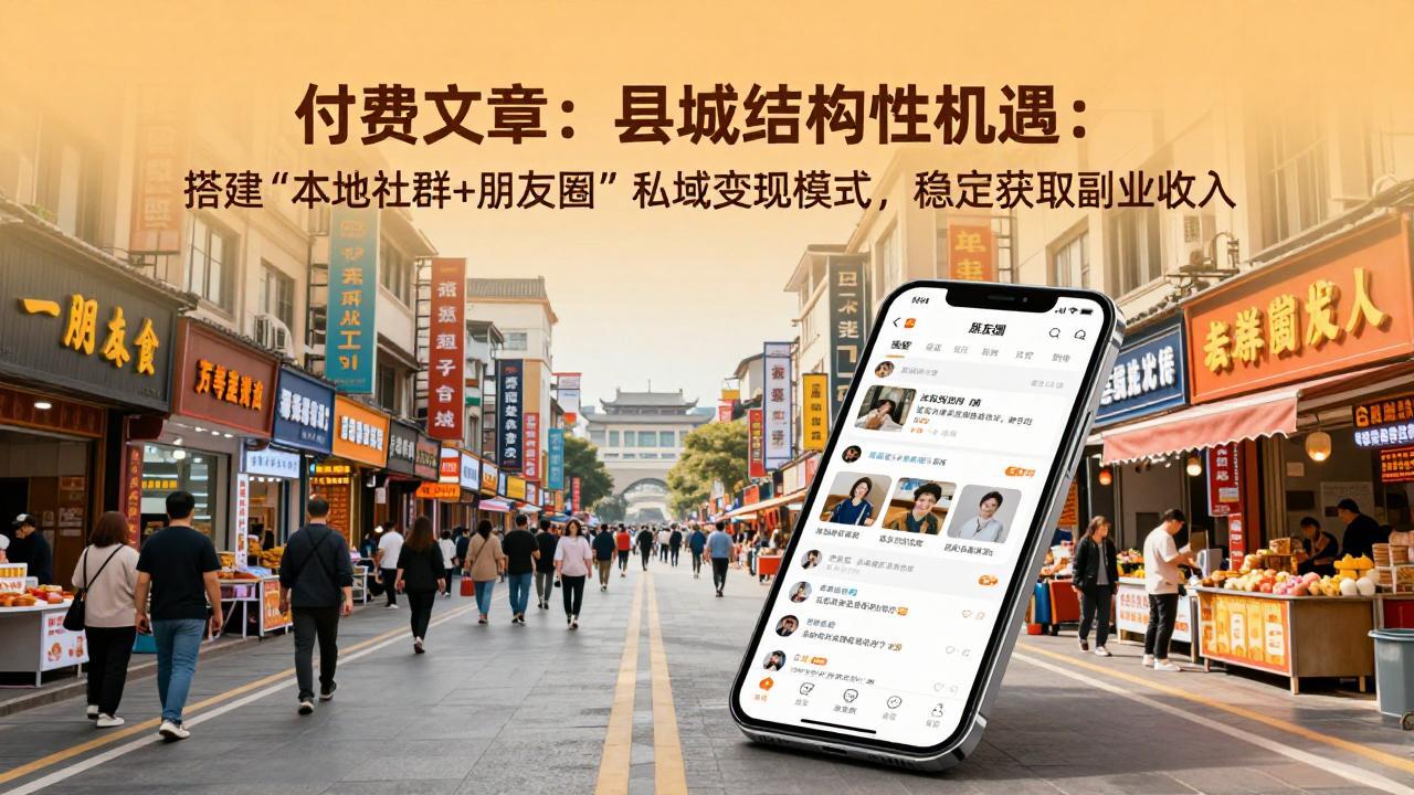 付费文章：县城结构性机遇：搭建“本地社群+朋友圈”私域变现模式，稳定获取副业收入-米创网