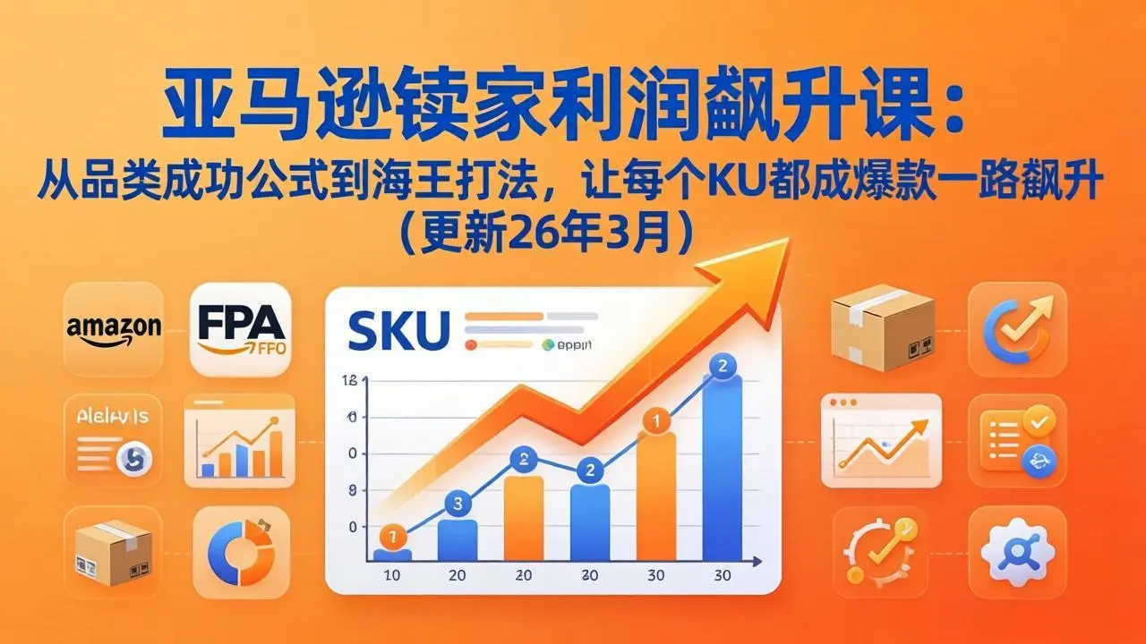 亚马逊卖家利润飙升课：从品类成功公式到海王打法，让每个SKU都成爆款一路飙升(更新26年3月-58创客