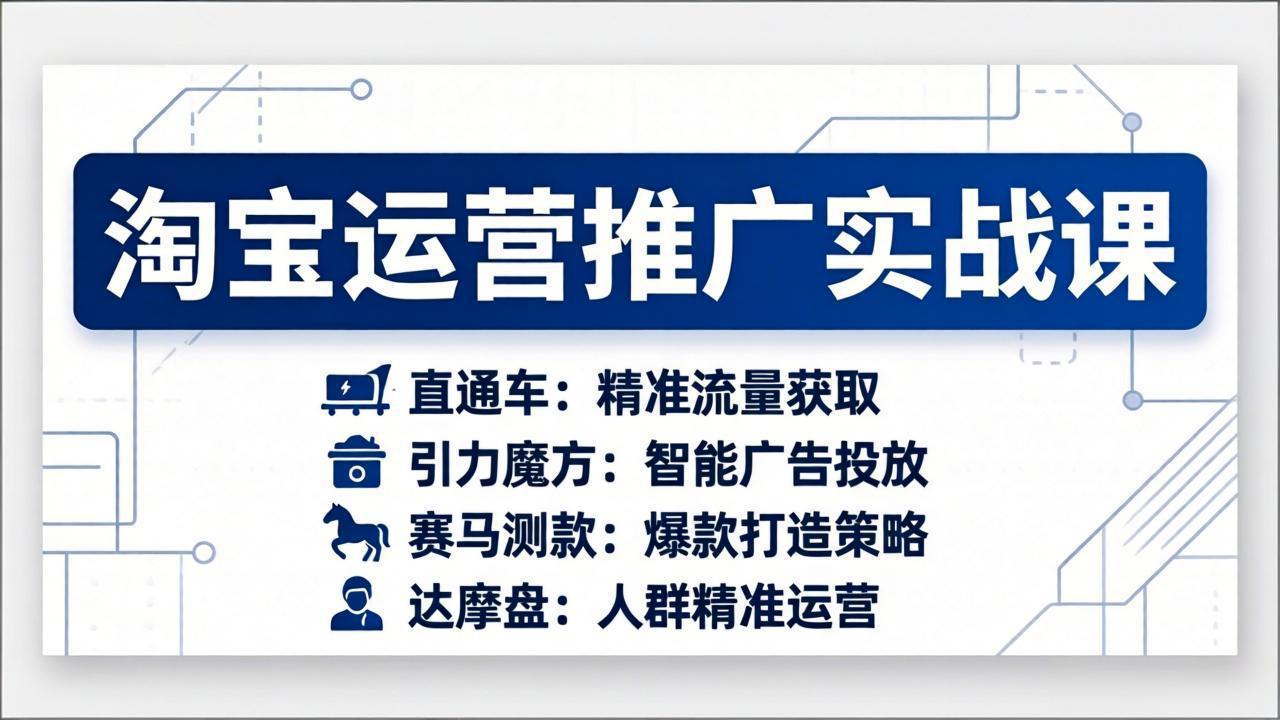 淘宝运营推广实战课，直通车+引力魔方+赛马测款+达摩盘人群推广等(更新26年3月-米创网