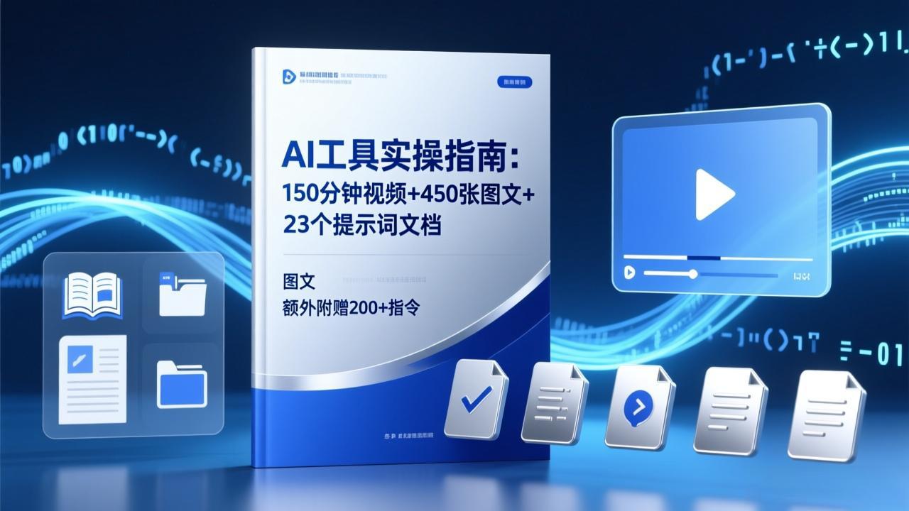 AI工具实操指南：150分钟视频+450张图文+23个提示词文档，额外附赠200+指令-米创网