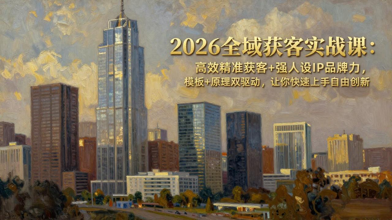 2026全域获客实战课：高效精准获客+强人设IP品牌力，模板+原理双驱动，让你快速上手自由创新-米创网