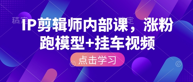 IP剪辑师内部课，涨粉跑模型+挂车视频(更新)-米创网